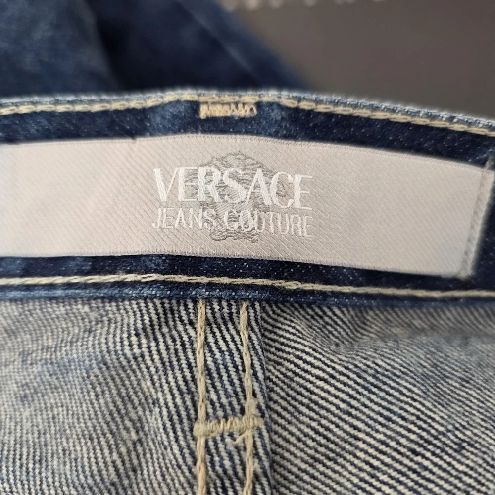 Versace Jeans Couture Denim Jeans Women 10 EU36 Dark Blue High Rise Straight Leg